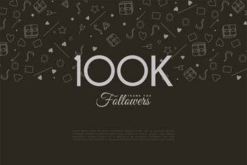 Thank you to 100k followers with small illustrated backgrounds.