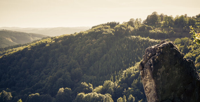 View on the forest from the top of the rock in Vsetin, Czech Republic