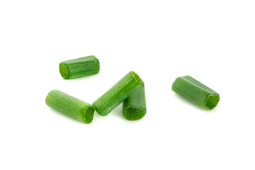 Chopped fresh green onions isolated on white background