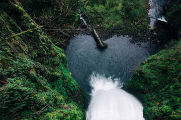 Looking down Multnomah Falls in the Columbia Gorge in Oregon.