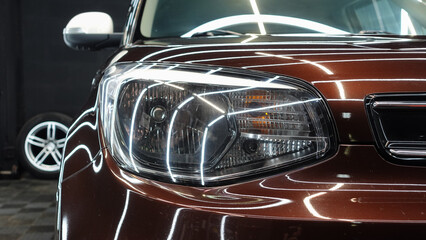 Headlight of pure brown Kia soul