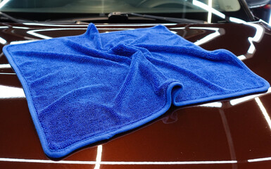 Blue microfiber carpet for car cleaning
