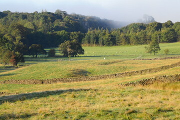 Fototapeta premium Morning mist at Lothersdale, Craven, North Yorkshire