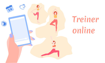 Girl does warm-up at home, vector chart