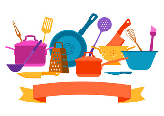 Background with kitchen utensils.