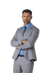 Mature business man portrait on white