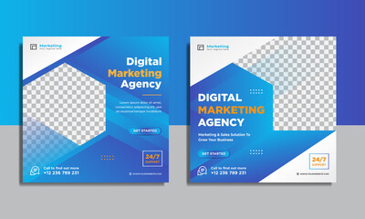 Digital creative marketing social media post template Premium Vector