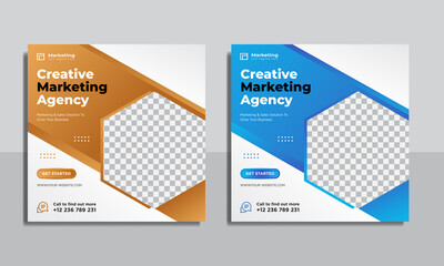 Digital creative marketing social media post template Premium Vector