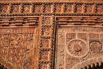 Govinda Mandir temple in Puthia is decorated with terracotta plaques