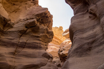 Red sandstone of canyon in Israel