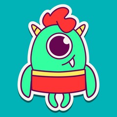cute monster cartoon doodle design for coloring, backgrounds, stickers, logos, symbol, icons and more