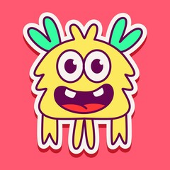 cute monster cartoon doodle design for coloring, backgrounds, stickers, logos, symbol, icons and more