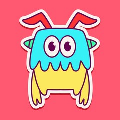 cute monster cartoon doodle design for coloring, backgrounds, stickers, logos, symbol, icons and more