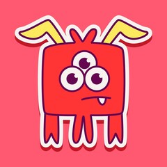 cute monster cartoon doodle design for coloring, backgrounds, stickers, logos, symbol, icons and more