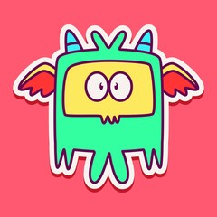 cute monster cartoon doodle design for coloring, backgrounds, stickers, logos, symbol, icons and more