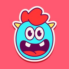 Naklejka premium cute monster cartoon doodle design for coloring, backgrounds, stickers, logos, symbol, icons and more