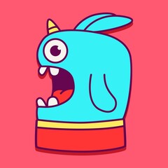 cute monster cartoon doodle design for coloring, backgrounds, stickers, logos, symbol, icons and more