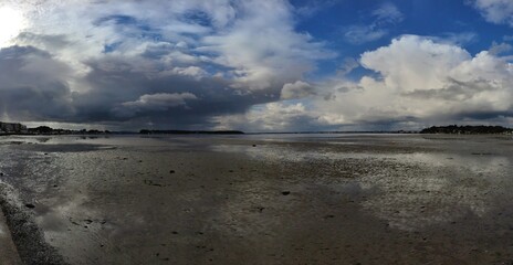 Poole Harbour, low tide. In the United Kingdom.