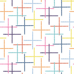 Colored Abstract geometric seamless pattern. Colorful Paint Stroke Grunge. Crayons pastel. Fashion modern style. Endless fabric print.