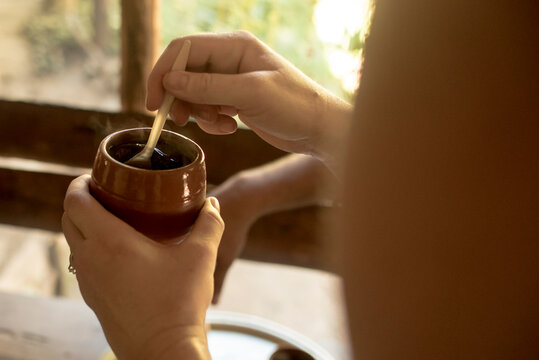 Drinking lemongrass herbal tea in the hills of Cuba.