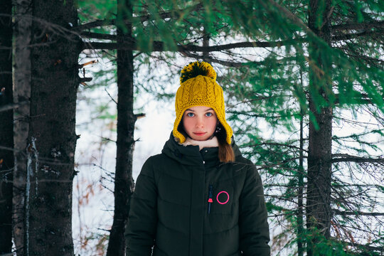 girl in the winter forest