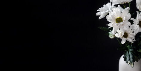 white flowers on black