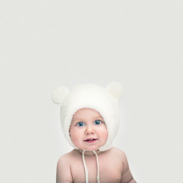 Cute baby in a hat with ears