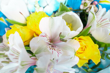 Close-up view of a vibrant bouquet of mix flower