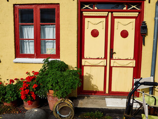 Obraz na płótnie Canvas Traditional old classic decorative style Danish house home Aero Island, South Funen, Denmark