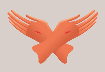 Jesus Christ's wounded hands in crossed position. Crossed arms are sign of contrition, obedience, humility. the Eucharist gesture.