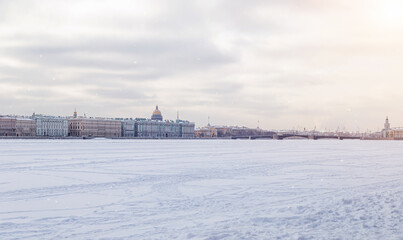 Panorama of St. Isaac's Cathedral from the Neva River