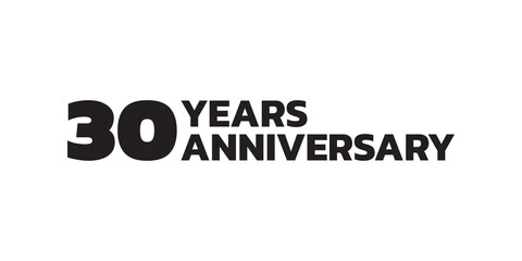 30 years anniversary logo design. 30th birthday celebration icon or badge. Vector illustration.
