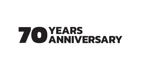 70 years anniversary logo design. 70th birthday celebration icon or badge. Vector illustration.