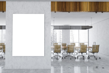 Mockup canvas in glass conference room with furniture in business office