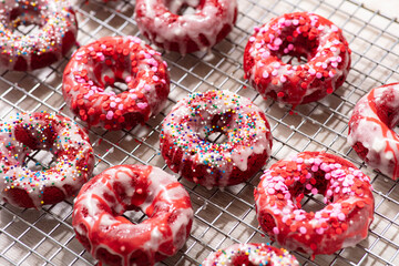 Red Velvet Valentines Day Doughnuts