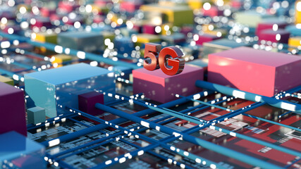 3d render. 5G technology background