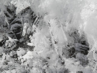 Schneekristalle, aufgenommen in der Nähe von Nordhausen