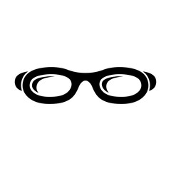 Glasses icon. Front view. Black contour silhouette. Vector flat graphic illustration. The isolated object on a white background. Isolate.