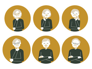 シニアの男性・女性のアイコン（疑問・不安）