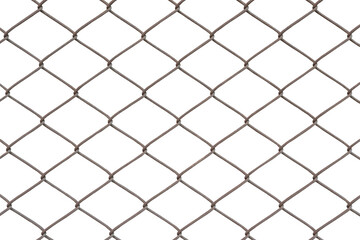 Rusty chain fence on white background