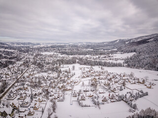 Fototapeta na wymiar Winter in the mountains. Zakopane in the snow
