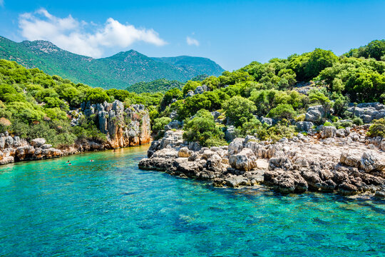 Beautiful Turqouse Bay in Kas Town of Turkey
