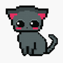 Cute kitten pet pixel art-isolated vector illustration