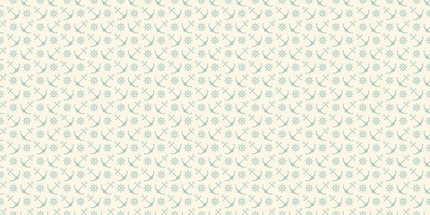 Nautical seamless pattern with ship wheels and anchors