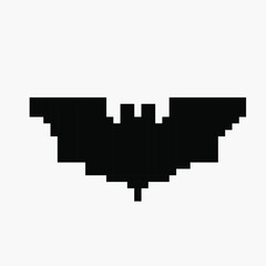 Pixel bat image. Pixel art vector illustration.