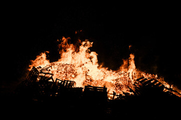 Big fire between darkness