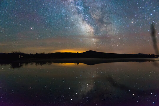 Milky Way Galaxy Core Over Lac And Mont Megantic