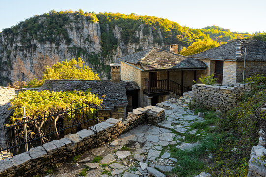 View of the historic Agia Paraskevi monastery in Monodendri, Greece