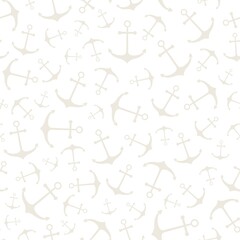 Nautical seamless pattern with ship wheels and anchors