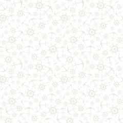 Nautical seamless pattern with ship wheels and anchors